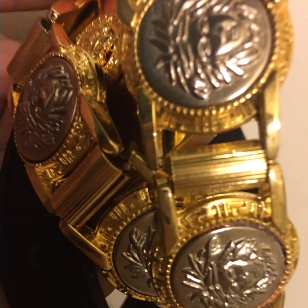 Versace belt pre pass gold silver leather 26-28 - Picture 2 of 7